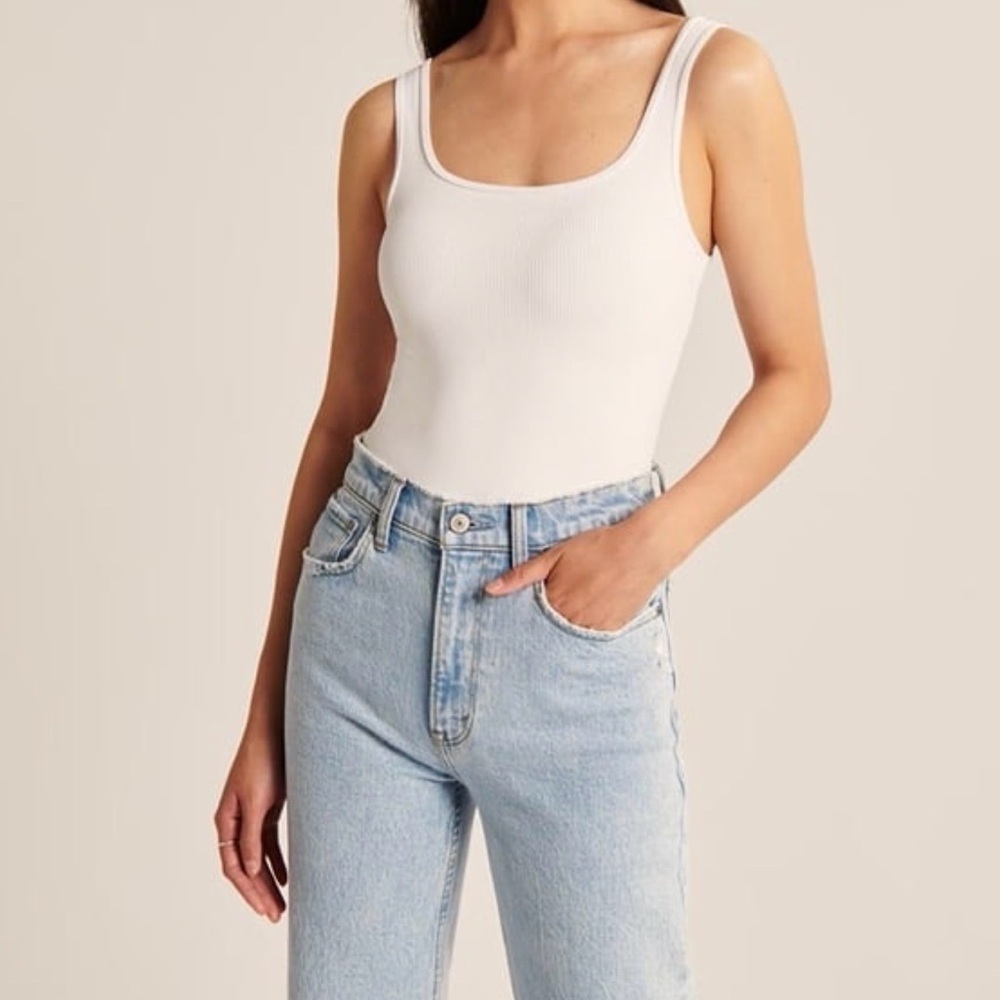 Abercrombie & Fitch White Ribbed Bodysuit